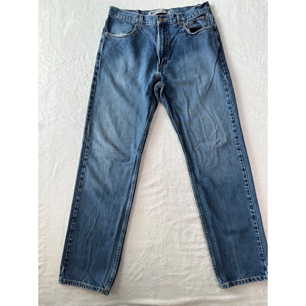 Harley-Davidson Straight Leg Med Wash Biker Jeans Size 36Wx34L ( Fits 33x 33). - Picture 3 of 16